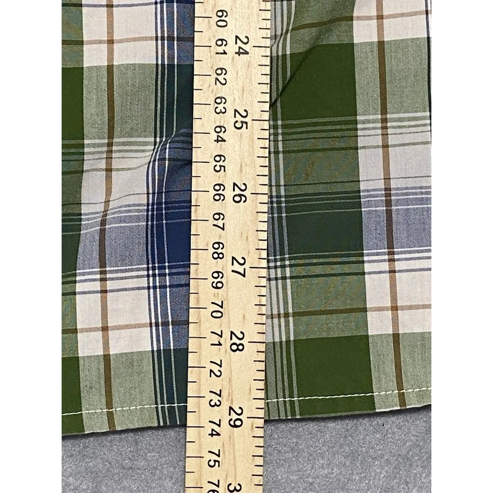 The North Face Mens Green Blue Plaid Short Sleeve Button Up Shirt Size M